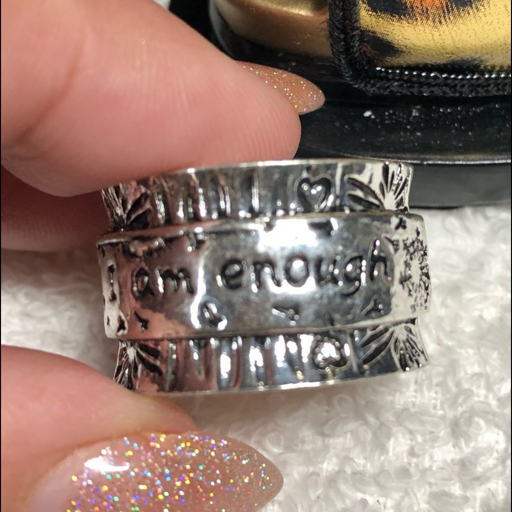 ⭐️🎁i am  enough wide band inspiration /motivational ring ,size 8-Stamped